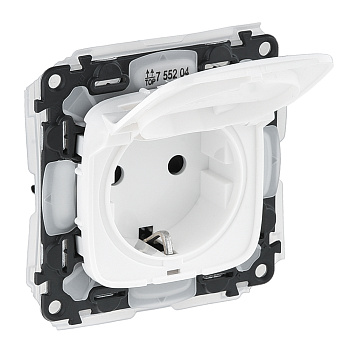 Legrand Valena ALLURE Бел Розетка с/з 1-ная, со шторками, с крышкой IP44 755204