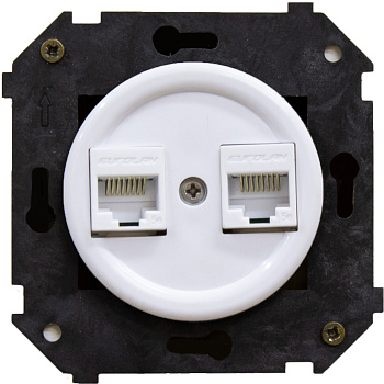 BIRONI Шедель Пластик Белый Розетка 2-ая RJ45 (скрытый монтаж) B3-302-21