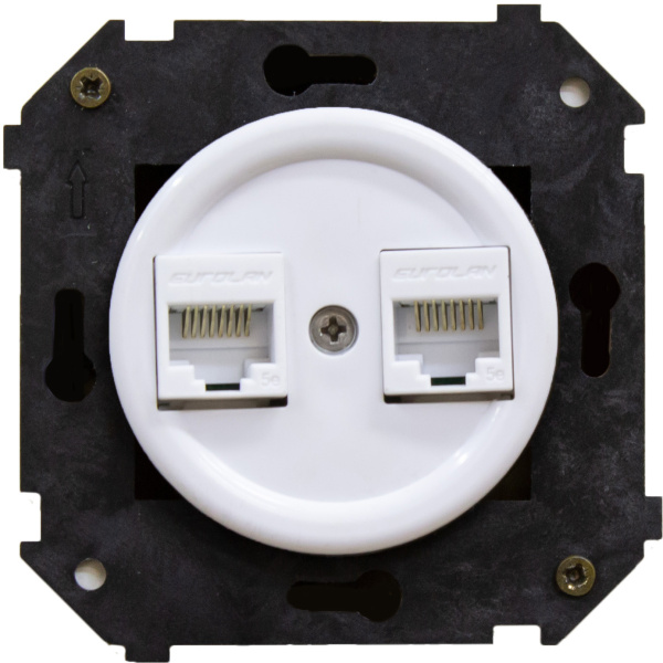 BIRONI Шедель Пластик Белый Розетка 2-ая RJ45 (скрытый монтаж) B3-302-21