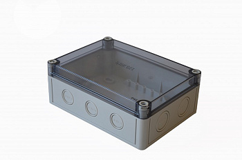 Hegel Коробка приборная АБС-пластик, светло-серая, прозр низк крышка, 4-6 вводов, DIN-рейка, внутр разм 184х134х65 мм, IP65 КР2802-423