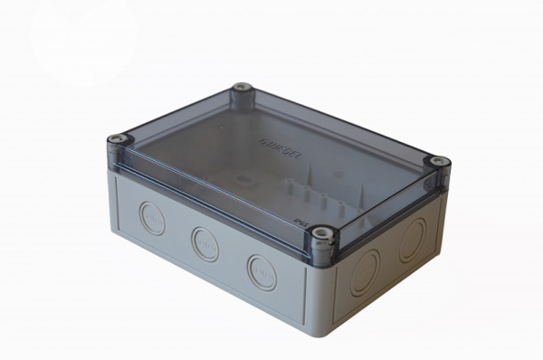 Hegel Коробка приборная АБС-пластик, светло-серая, прозр низк крышка, 4-6 вводов, DIN-рейка, внутр разм 184х134х65 мм, IP65 КР2802-423