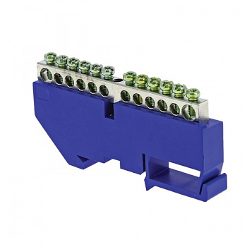 EKF PROxima Шина "0" N (6x9мм) 12 отв. цинк синий изолятор на DIN-рейку