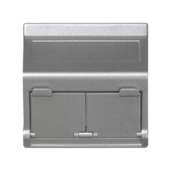 Simon Алюминий Адаптер наклонный со шторкой на 2 RJ45 коннектора с MD67, К45 KB80-8