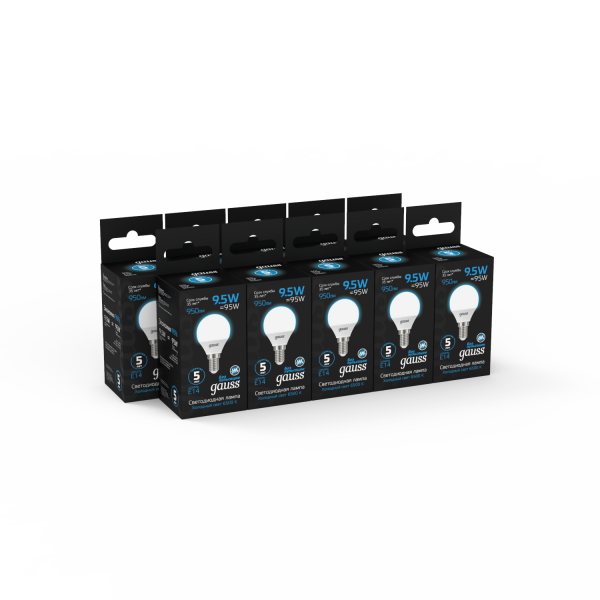 Купить Gauss Лампа Шар 9.5W 950lm 6500K E14 LED 1/10/50 105101310