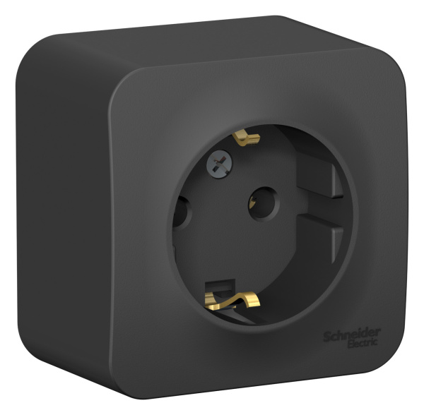 Купить Systeme Electric Blanca наруж Антрацит Розетка с/з без шторок 16А, 250В, изолир. пластина