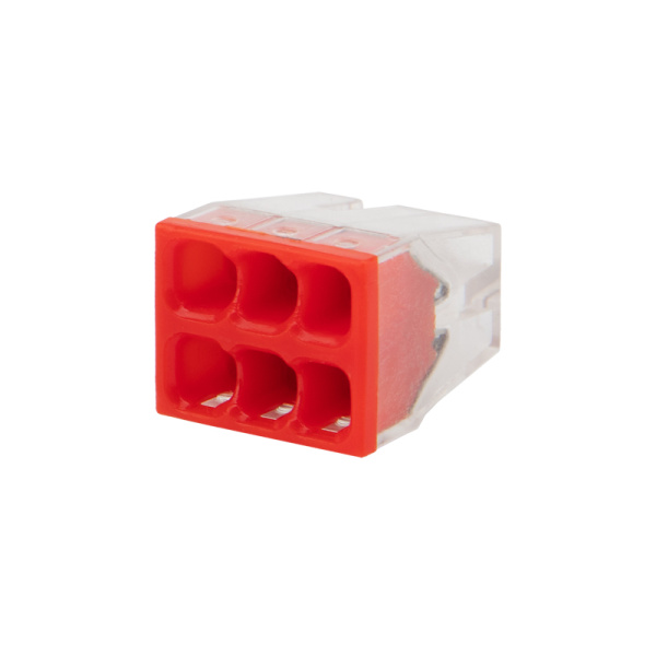 Экспресс-клемма REXANT СМК 2273-206, 6-проводная 0.5-2.5 мм², прозрачная (100 шт./уп.) 07-3209