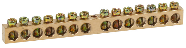 Шина ЭРА NO-122-17 PEN земля-ноль 6х9мм 14/1 латунная с креплениями по центру