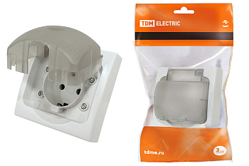 TDM Розетка 2П+З скрытой установки IP54 16А серая "Вуокса" SQ1803-0108