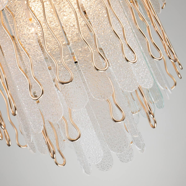 Купить Favourite Classic подвесная люстра каркас цвета французского серебра с золотой окантовкой, декоративные элементы из металла золотого цвета, подвески и 2696-8P