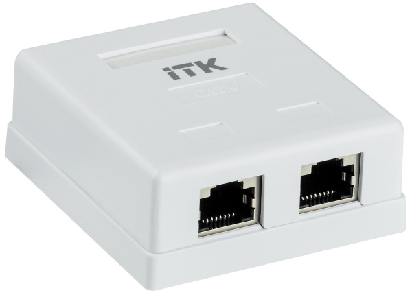 IEK ITK Настенная информационная розетка RJ45 категория 6 FTP 2-порт CS2-1C06F-22