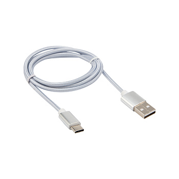 Шнур USB 3. 1 type C (male) - USB 2. 0 (male) в тканевой оплетке 1M черный Rexant 18-1884