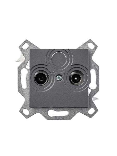 Купить ABB EPJ Levit сталь / дымчатый чёрный Розетка TV-R, проходная, 7дБ, сталь 2CHH083607A6069