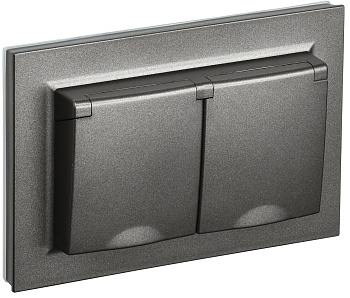 IEK BRITE Темн.бронза Розетка 2-я с кр. 16А в сборе IP44 РСбш12-3-44-БрТБ