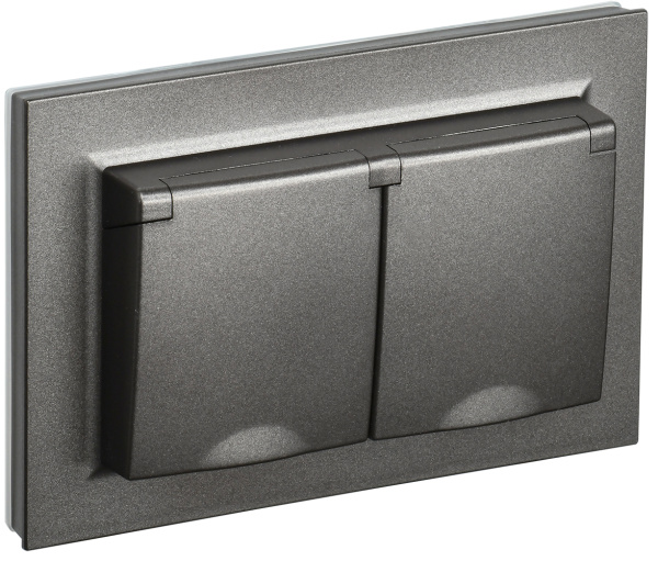 IEK BRITE Темн.бронза Розетка 2-я с кр. 16А в сборе IP44 РСбш12-3-44-БрТБ