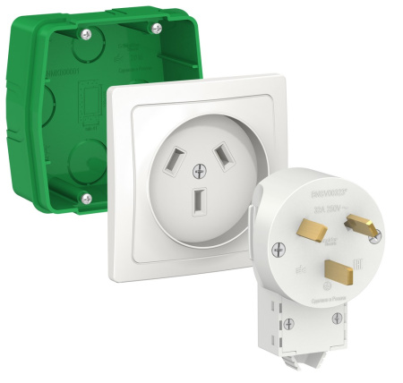 Systeme Electric Blanca внутр Бел Комплект силовой 32 А, 250 В: розетка, вилка, монтажная коробка