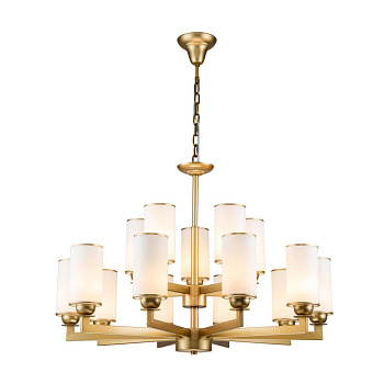 Favourite 2621-15P подвесная люстра Каркас цвета латунь, плафоны из белого матового стекла