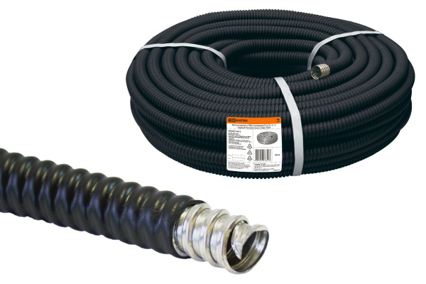 TDM Металлорукав в ПВХ-изоляции РЗ-Ц-П d 12 черный без протяжки (50м) SQ0407-0212