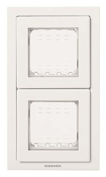 ABB Zenit Рамка монтажная 2-постовая, 2-модульная, рамка+набор монтажный IP55, FM, белый 2CLA327200N1101