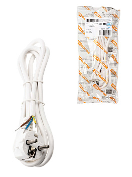 TDM Шнур сетевой с вилкой ПВС 3x0,75мм2 5м с/з белый SQ1305-0077