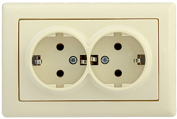 IEK РС21-1-0-БК Розетка 2-ая с з/к 16А BOLERO кремовый ERB21-K33-16