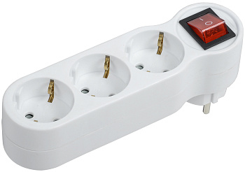 IEK Тройник Т-01/03В 3 места 2P+PE 16А с выкл. белый