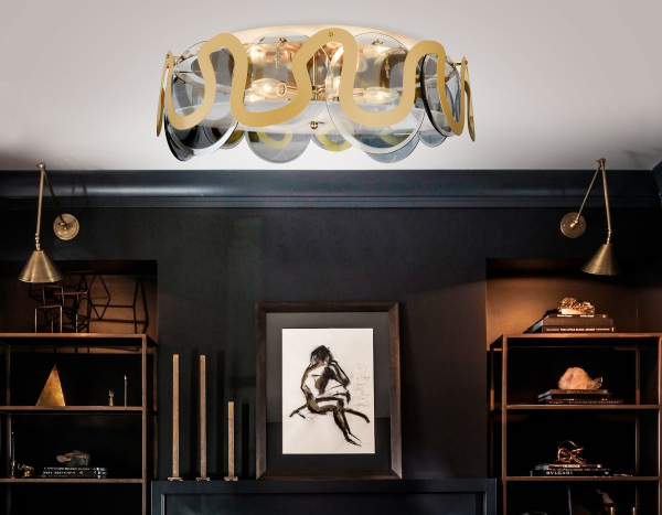 Купить Ambrella Потолочная люстра TR5328/6 GD/SM/FR золото/дымчатый/белый матовый E14/6 max 40W D606*230