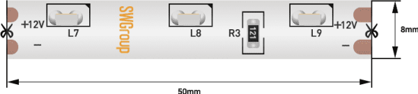 SWG Лента светодиодная стандарт 315, 60 LED/м, 4,8 Вт/м, 12В , IP67, Цвет: Теплый белый SWG31560-12-4.8-WW-67