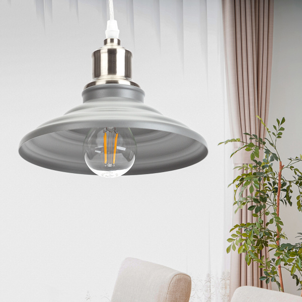 ЭРА PL4 GR/SN Шагрень Серый/Сатин никель Подвес металлический, E27, max 60W, d203 мм