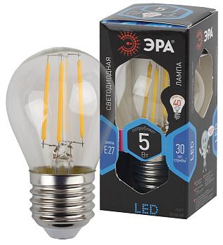 ЭРА F-LED P45-5W-840-E27 (филамент, шар, 5Вт, нейтр, E27)