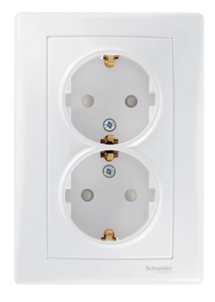 Купить SE Sedna Бел Розетка 2-я с/з с защитными шторками литая SDN3000721