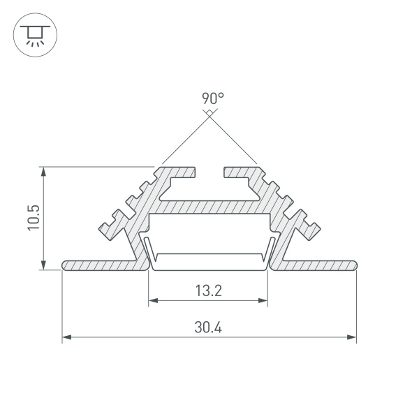 Купить Arlight Профиль PHS-V-2000 ANOD (Алюминий) 013212