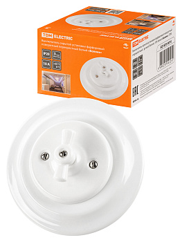 TDM Выключатель скрытой установки фарфоровый поворотный перекрёстный с ручкой (бантик) 10А белый «Болонь SQ1820-0016