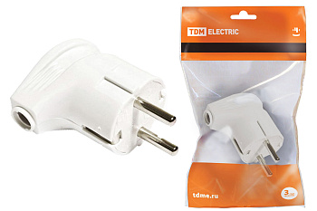 TDM Вилка угловая с/з белая 16А 250В SQ1806-0007