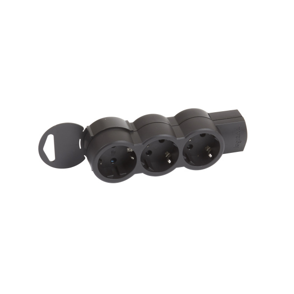 Legrand Стандарт Черный Удлинитель 3x2К+З, без кабеля, возможно крепление к стене 695023