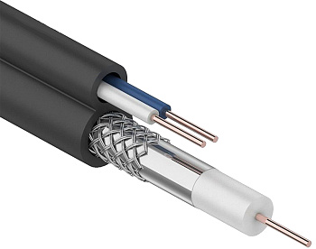 IEK Каб. коакc. RG59 75Ом FPE каб. пит. 2х0,75мм2 PVC GENERICA CC3-R5F2-139-300-G