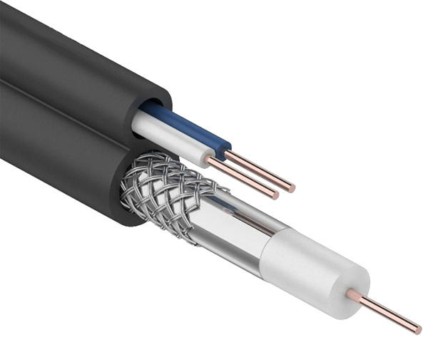 IEK Каб. коакc. RG59 75Ом FPE каб. пит. 2х0,75мм2 PVC GENERICA CC3-R5F2-139-300-G