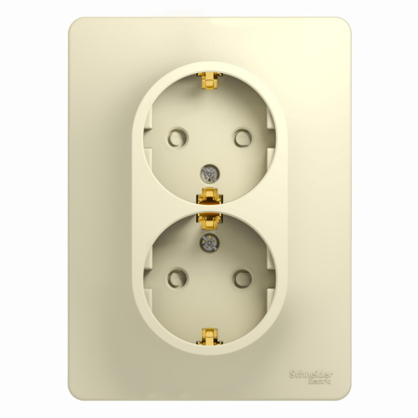 Купить Systeme Electric Glossa Беж Розетка 2-я с/з со шторками (в сборе с рамкой)