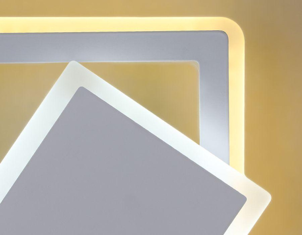 Купить Ambrella Настенный светодиодный светильник с выключателем FA565 WH/S белый/песок LED 3000K/6400K 24W 200*200*60