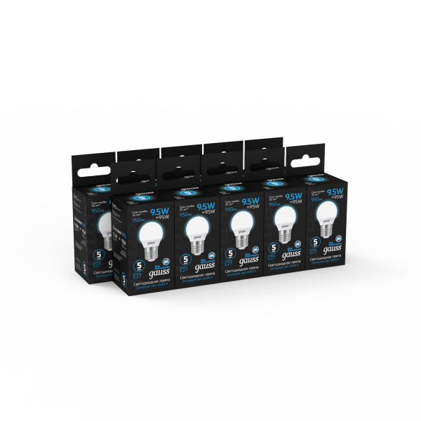 Купить Gauss Лампа Шар 9.5W 950lm 6500K E27 LED 1/10/100 105102310