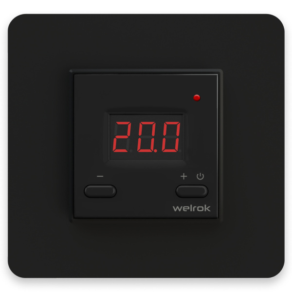 Welrok st bk Терморегулятор цифровой с индикацией температуры 16 А, 3000 ВА, 5…40  °С