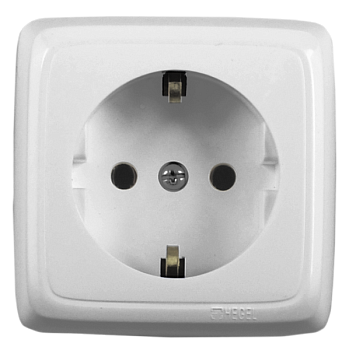 Hegel Альфа наруж Белая РА16-115 Розетка с/з, с монт. пластиной