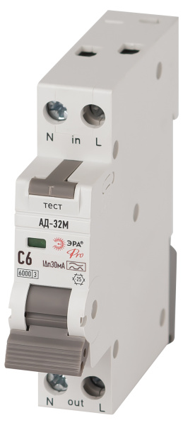 ЭРА АВДТ 6кА PRO DM32E2C06A30 АД-32M электронное 1P+N С6 30мА тип А