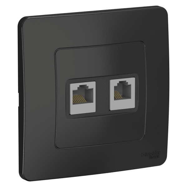 Systeme Electric Blanca внутр Антрацит Розетка 2-ая комп/ТЛФ, RJ45+RJ11