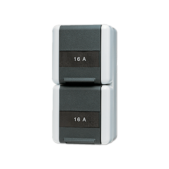 JUNG Двойная горизонтальная SCHUKO розетка IP44 16A 250V~, защита от детей 822KINAW