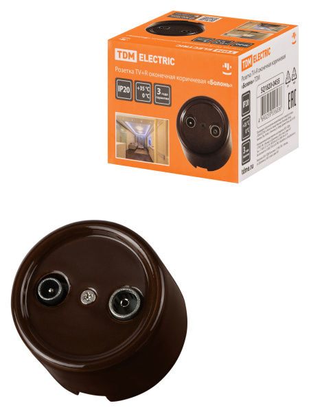 TDM Розетка TV+R оконечная коричневая «Болонь» SQ1820-0455