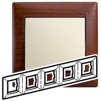 Legrand Valena Тонированное дерево Рамка 5-ая гориз 770315