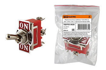 TDM Переключатель-тумблер 1122 (П2Т-1) вкл.- откл.- вкл. 1 группа контактов SQ0703-0028