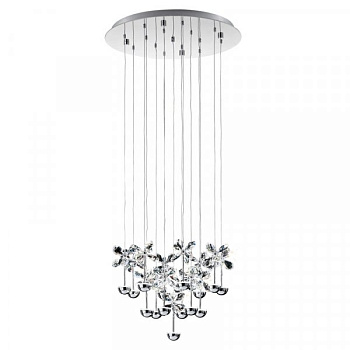 Eglo Подвес LED PIANOPOLI, 15х2,5W(LED), Ø500, H1100, нерж. cталь, хром/хрусталь, прозрачный 93662