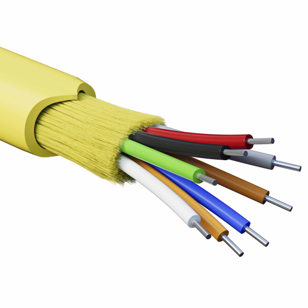 DKC Кабель волоконно-оптический, распределительный, арамидные упрочняющие нити, для внутренней прокладки, нг(A)-HFLTx, 6 ОВ,категорияOS2 (G.652.D) пло