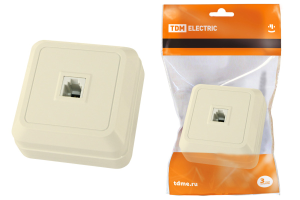 TDM Розетка TФ (RJ-11) открытой установки IP20, сл. кость "Ладога" SQ1801-0023
